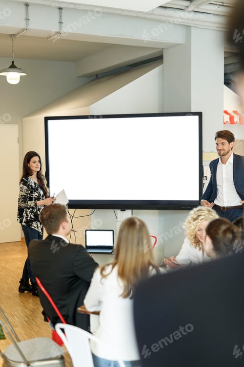 Preview: Presentation in office at large screen