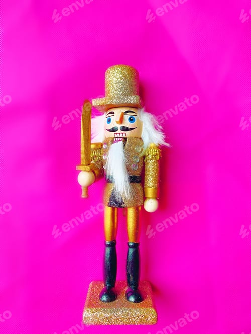 Preview: Gold and pink nutcracker with sparkle and glitter