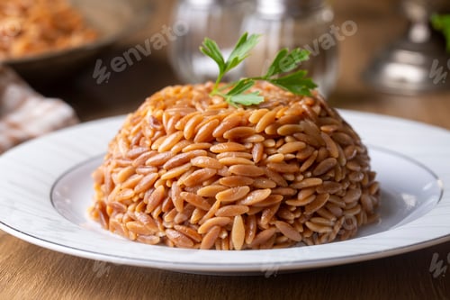 Preview: Traditional delicious Turkish dish, barley noodle pilaf (Turkish name; Arpa sehriye pilavi)