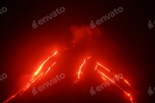 Preview: Night View of Eruption Klyuchevskoy Volcano on Kamchatka