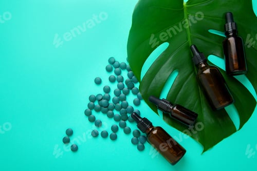 Preview: Alternative Herb Medicine. Bottles And Capsules. Organic Natural . Food Nutrition Healthy And
