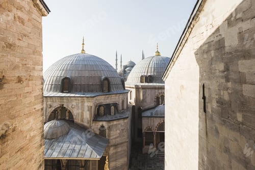 Preview: Blue Mosque (Sultan Ahmet Mosque) and cupolas seen from Hagia Sophia
