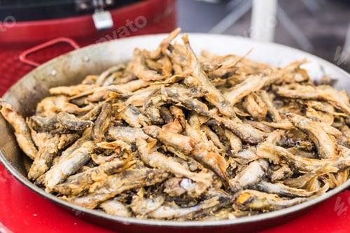 Preview: Food and meal concept - Grilled fish on the street
