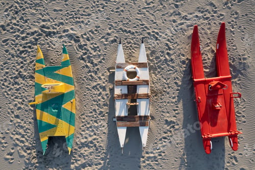 Preview: Three Colorful Boats on the Beach
