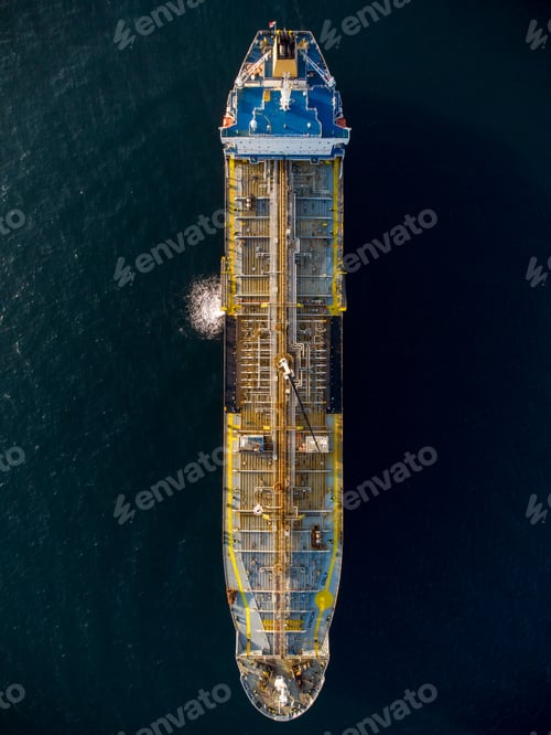 Preview: Aerial drone photo of industrial fuel and petrochemical tanker cruising sea