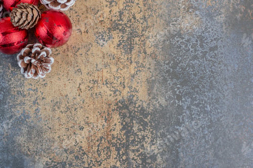 Preview: Christmas balls with Christmas pinecones on a dark background