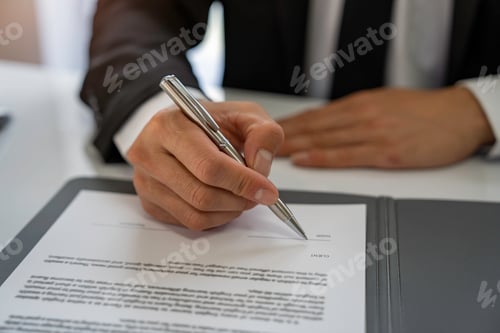 Preview: Young Asian legal advisor or lawyer looking at documents and checking accuracy in details of the Bus