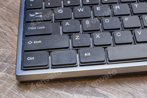 Preview: Close up of black keyboard on office desk