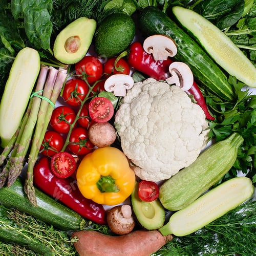 Preview: various vegetables on white background