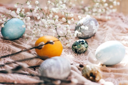 Vista previa: Huevos de pascua modernos pintados con tinte natural