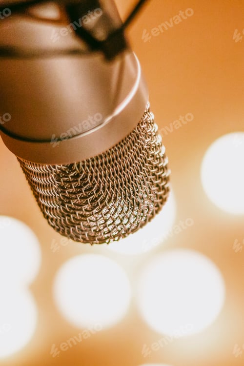 Preview: close-up of a microphone with background bokeh