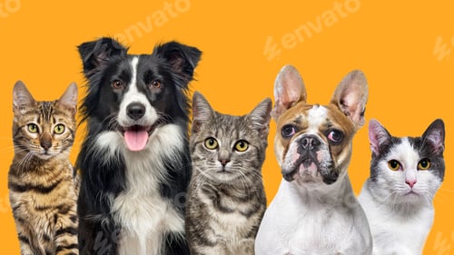 Preview: cats, dogs, pets, group, togetherness, isolate