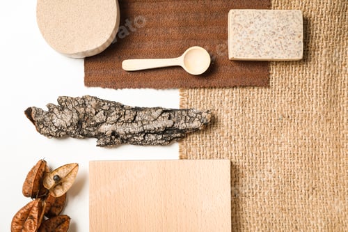 Preview: Flat lay of creative moodboard composition, top view