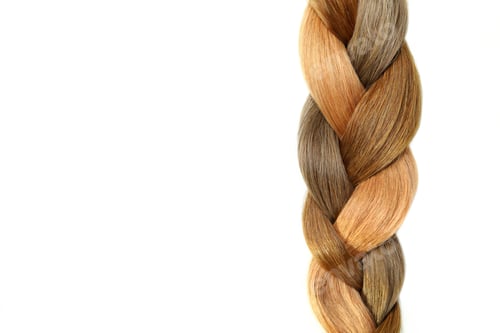 Preview: Pigtail of different color hair on white background