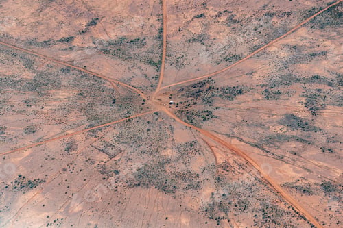 Preview: Aerial shot of a water tank and roads in outback South Australia.