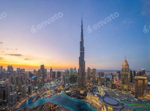Preview: Dubai Downtown skyline, United Arab Emirates or UAE. Urban city.