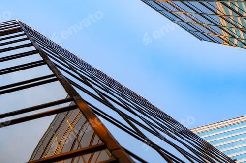 Preview: Office buildings windows. Glass architecture facade design with reflection