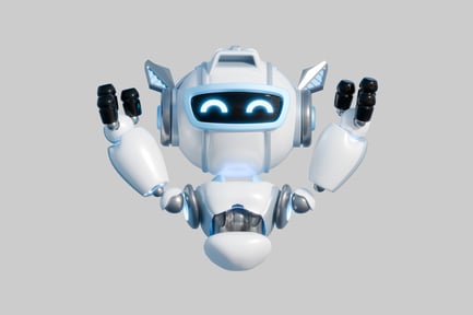 Visualização: Personagem amigável de bot redondo