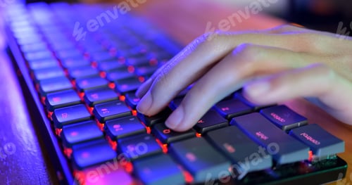 Preview: Close up shot of person typing on computer keyboard