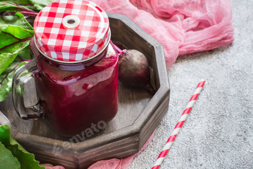 Preview: Detox drink Of beets. Red smoothies detox concept. copy space