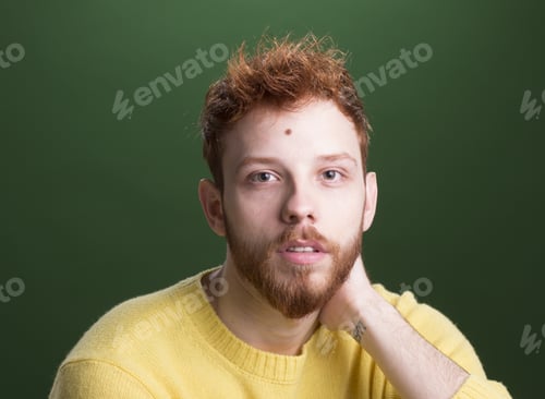 Preview: Red Hair Male Model Portrait, Chroma Key Background.