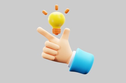 Preview: Cartoon hand with idea lightbulb