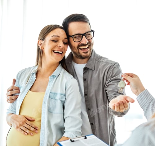 Preview: couple key house happy young home new investment pregnant mother pregnancy real estate apartment