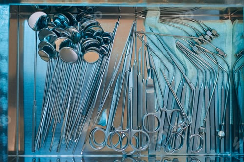 Preview: Medical Instruments in Stainless Steel Tray for Surgery