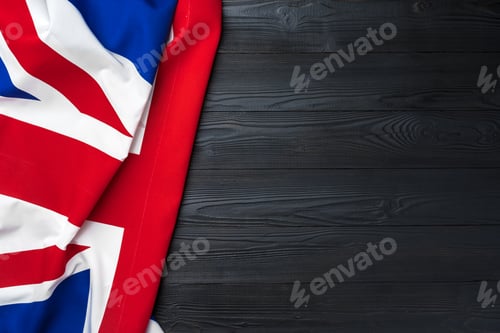 Preview: Flag of United Kingdom on wooden background