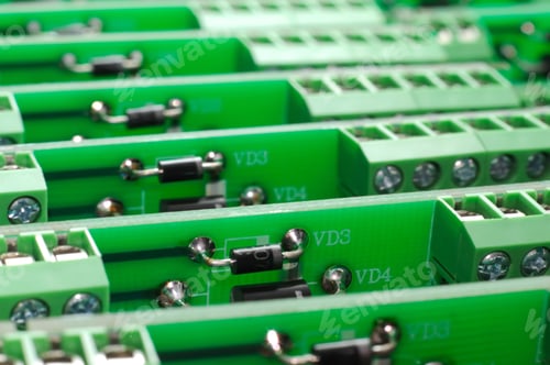 Preview: Many green PCB microcircuit board