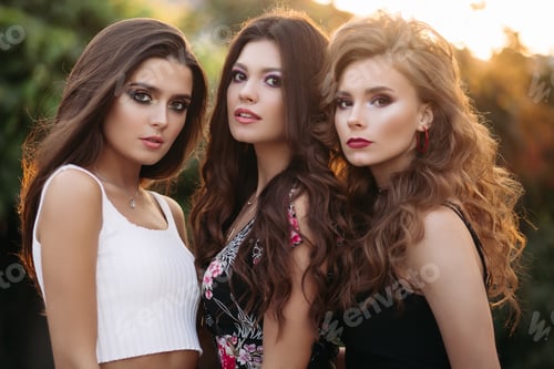 Preview: Beautiful girlfriends in a background of the city
