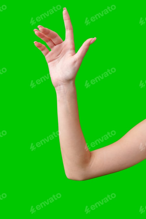 Preview: Female Hand Making Gesture Against Green Screen