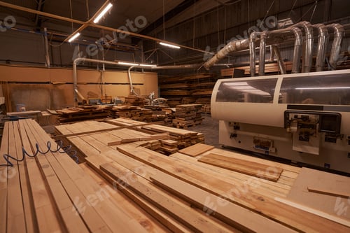 Preview: Focused photo on wooden planks being in workshop