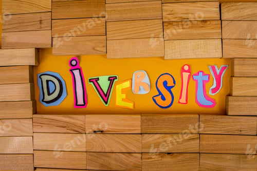 Preview: Diversity Word Against Wooden Blocks Background