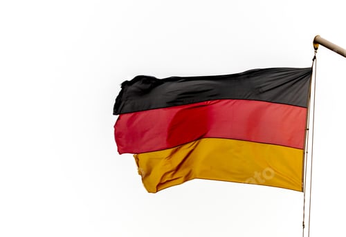 Preview: German flag waving on white background