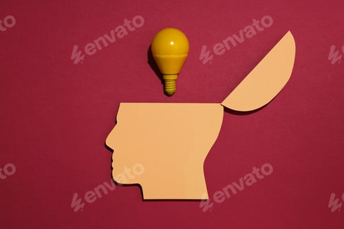 Preview: Paper human head with a light bulb