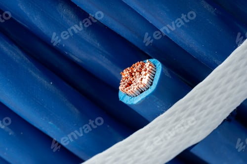 Preview: Blue Electrical Wire Spool Isolated On White Background