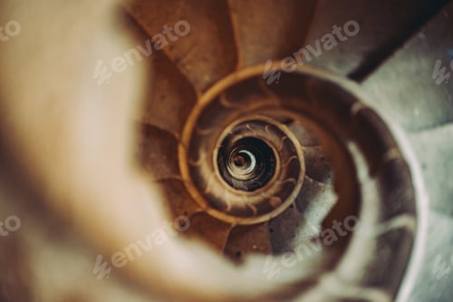 Preview: Spiral stone stairs going down. Barcelona