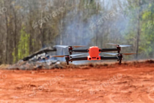 Preview: A construction site drone is being controlled by an experienced engineer architect