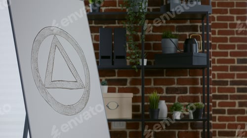Preview: Close up of white board with aa meeting sign in office
