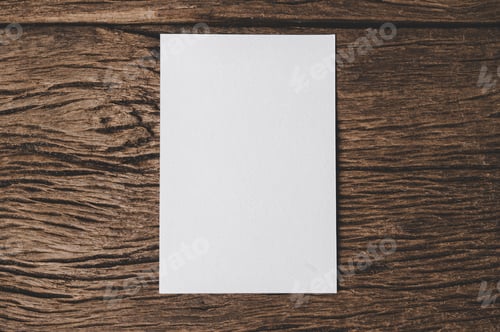 Preview: A blank card is placed on wood.