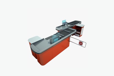 Aperçu: Bureau de réception avec présentoir et meuble intégrés