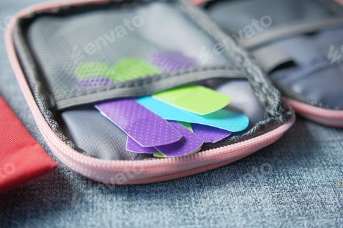 Preview: colorful adhesive bandage on white background