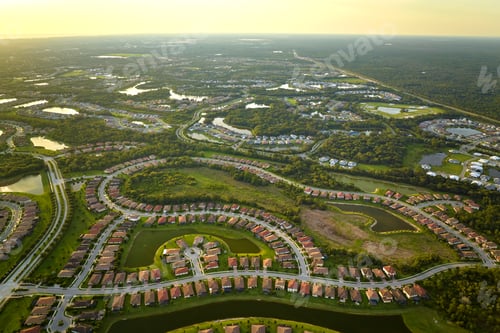 Preview: Aerial view of tightly located family houses in Florida