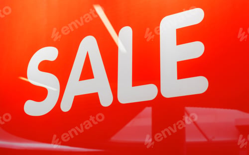 Preview: Discount banner, holiday sale, black friday concept. Sale text in big letters on red background