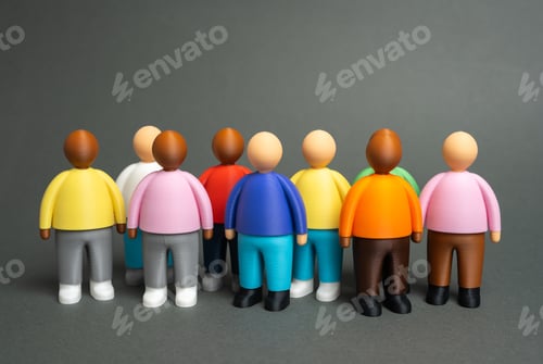 Preview: A group of people, figurines. A community, a team. Multiculturalism.