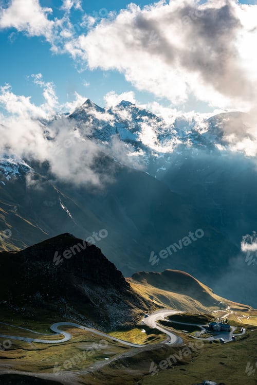 Preview: Curvy High Alpine Road in Dramatic Mountains Landscape, Grossglo