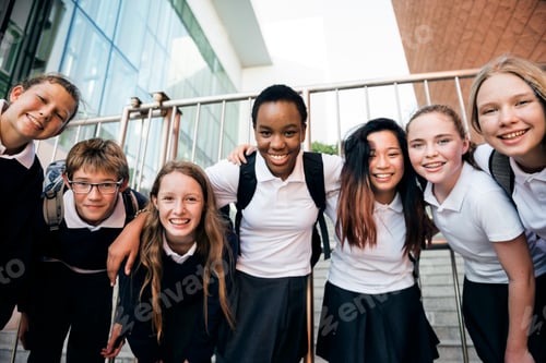 Preview: Group of students friends together smiling happiness