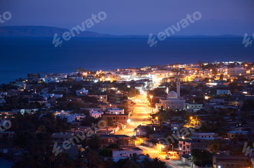 Preview: Dahab is a small town on the southeast coast of the Sinai Peninsula in Egypt at night