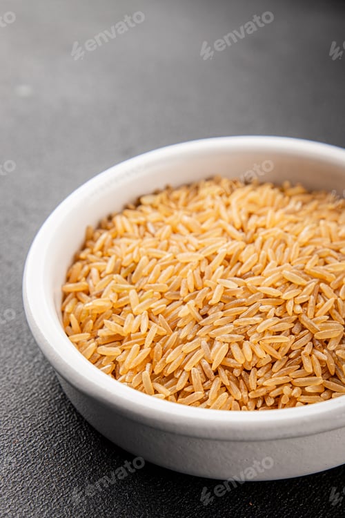 Preview: Brown rice cereal whole grain healthy product superfood fresh tasty food background